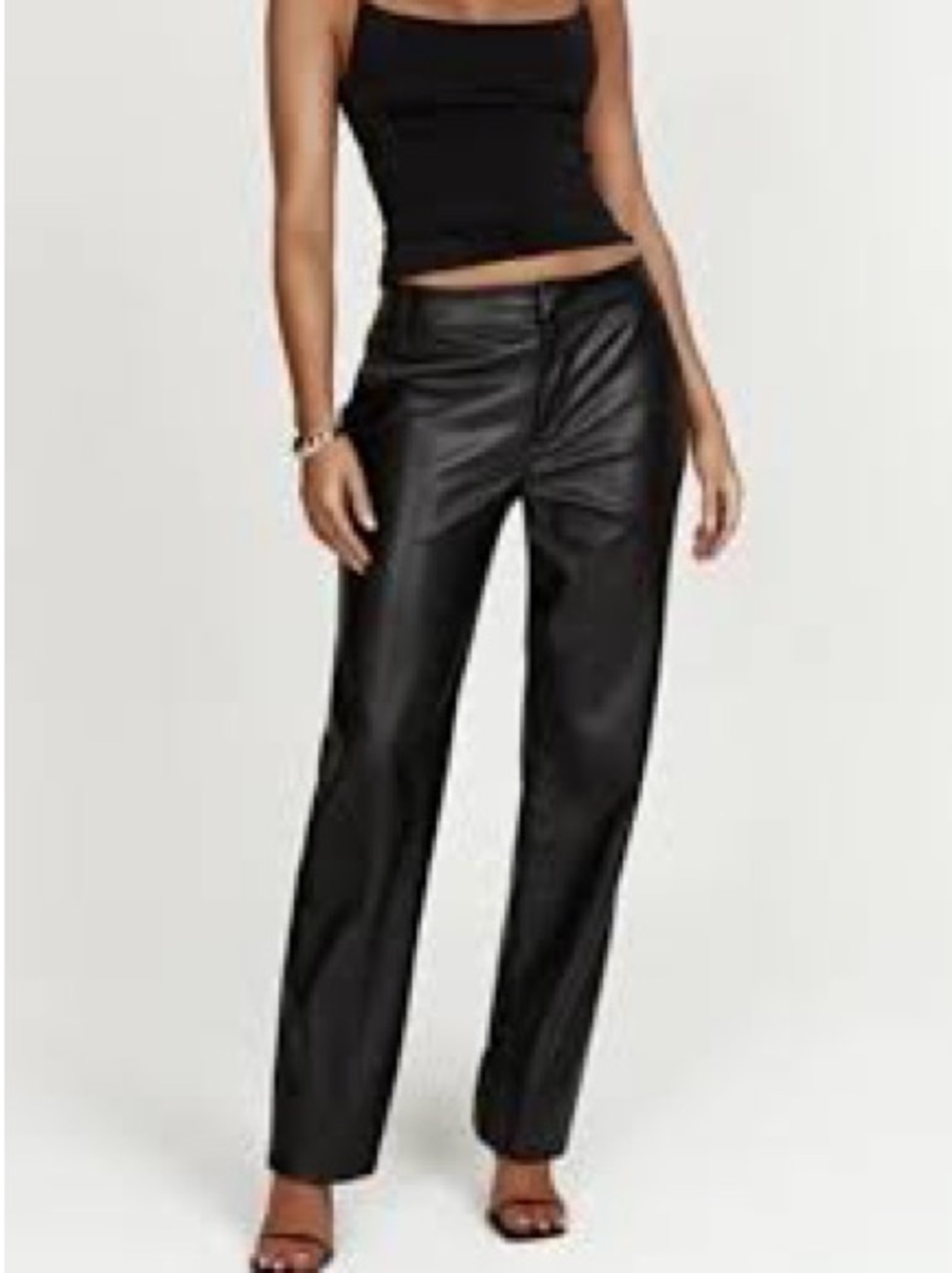 Meshki Black Faux Leather Straight Leg Pants